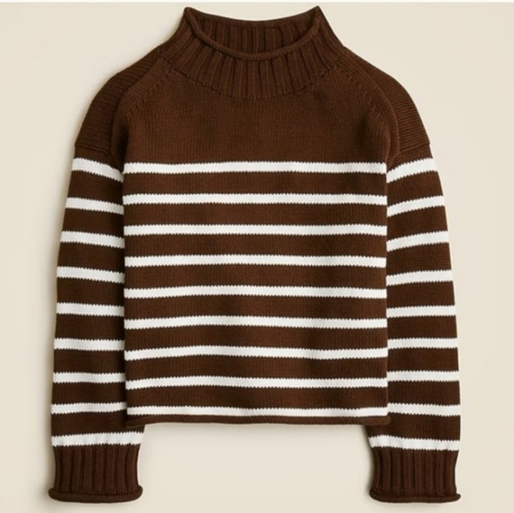 NWT J.Crew Women's 2025 Rollneck™ sweater in stripe Sz S $225 Viral - Picture 2 of 6